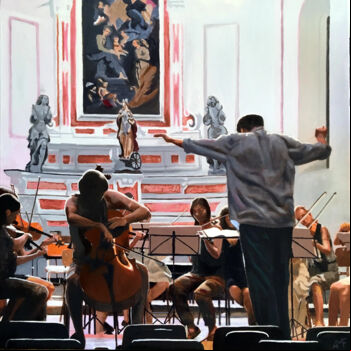 Textile Art titled "String rehearsal in…" by Arnaud Feuga, Original Artwork, Textile fiber