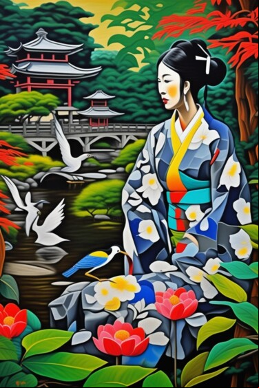 Digital Arts titled "Japan garden 8" by Georgii Stepanov, Original Artwork, AI generated image